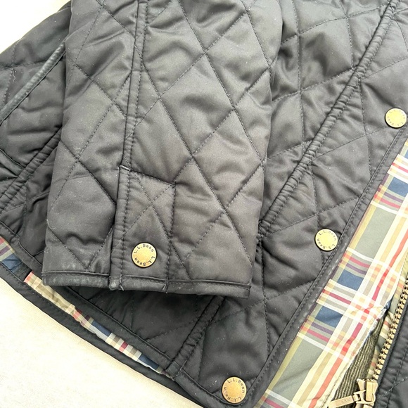 L.L. Bean Black Quilted Riding Jacket with Plaid Lining Fisherman Coastal - Picture 4 of 9